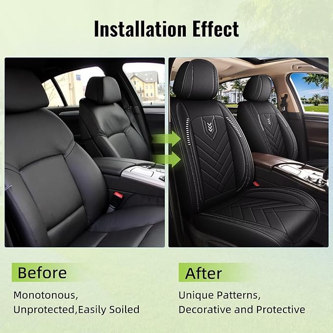 AOMSAZTO Car Seat Covers Front Set Fit for Ford Bronco Sport 2021-2025 2026 Faux Leather Waterproof Seat Covers Automotive Seat Cushion Protector(2 Seats, Black)