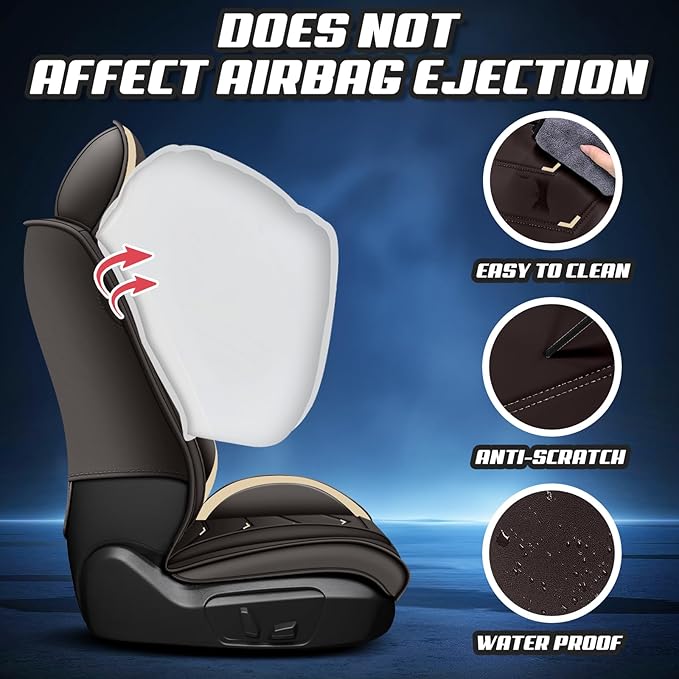 Car Seat Covers for KIA Sedona 2003-2021, Premium Nappa Leather Car Seat Cover, Stylish Sport Seat Covers， Automobile Seat Cover Sets.(Standard 2 Seats/Coffee Color)
