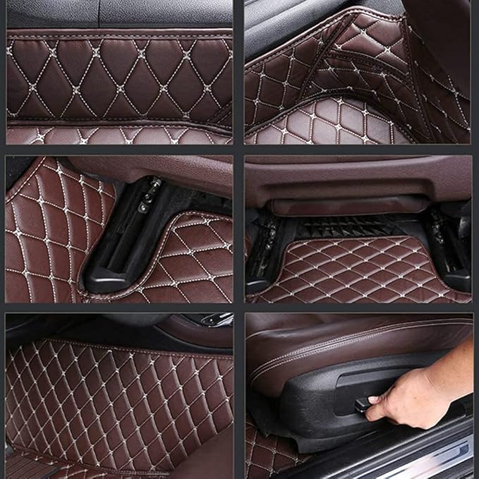 Custom Personalized Floor Mats for Cars - Luxury Full Coverage All Weather Mats, Anti-Slip Leather Mat Set, Fit for 99% of Cars, SUVs & Trucks (Pink, A-Diamond)