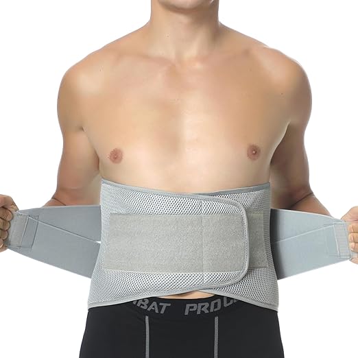 NeoTech Care Adjustable Compression Back Brace Lumbar Support Belt, Grey, Size L