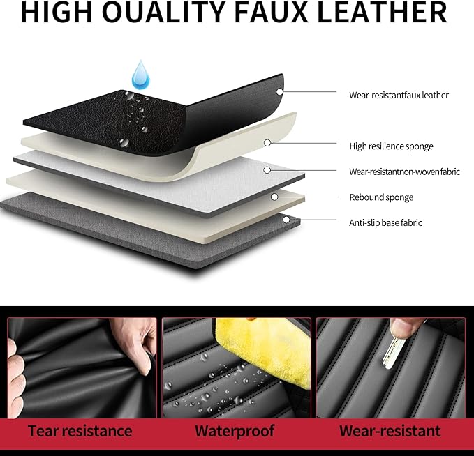 Fit Ioniq Car Seat Covers for Hyundai Ioniq 2017-2024 2025 2026 - Upgraded Premium Waterproof & Breathable Leather, Airbag Compatible, All-Weather Seat Cushion Protector (Full Set, Black)