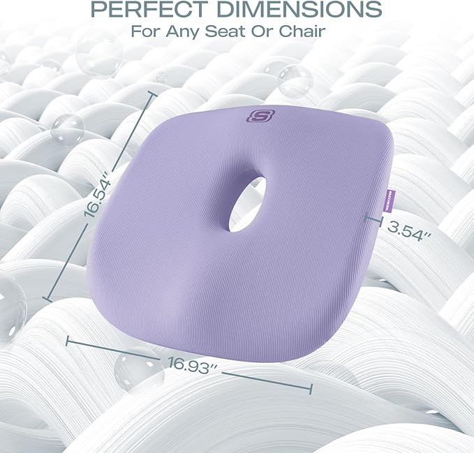 Skechers Seat Cushion Memory Foam,Donut Pillow Office Chair Cushion for Tailbone Pain Relief,Butt Pillow for Office Chair,Car seat Cushion,Long Sitting Office Workers,and Car Drivers,Purple