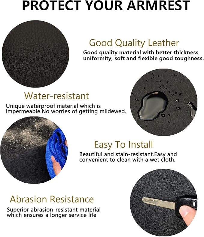 Compatible with Center Console Armrest Cover for Toyota RAV4 2013 2014 2015 2016 2017 2018 Leather Arm Rest Storage Box Lids Cushion Protector Pad