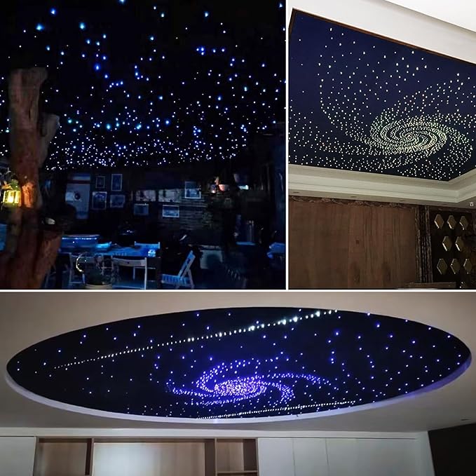 16W Starlight Headliner Kit RGBW Twinkle + Music Effect + APP 450pcs 9.8ft/3m(0.03+0.04+0.06in) Fiber Optic Lights,Starlights for Car/Home Decoration/Exhibition/Bar Fiber Optic Star Ceiling