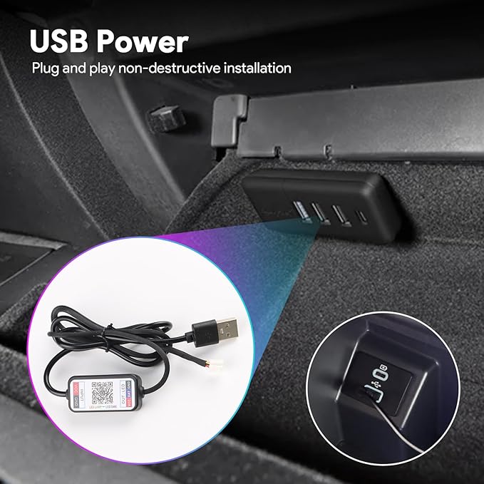 Ambient Lighting Wireless Charging Frame for 2025-2026 Tesla Model Y (Includes Juniper) 2024-2026 Tesla Model 3 PC Stylish Decorative Accessories (Big Starry Sky, Matte Black)
