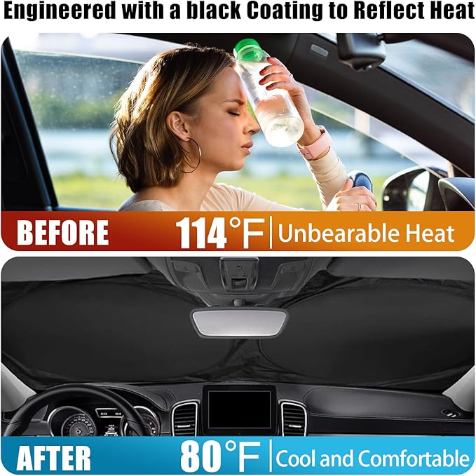 Capybara Car Windshield Sun Shade Foldable Sunshade Front Window Cover Sun Visor Protector Accessories (59x27.5 inches)