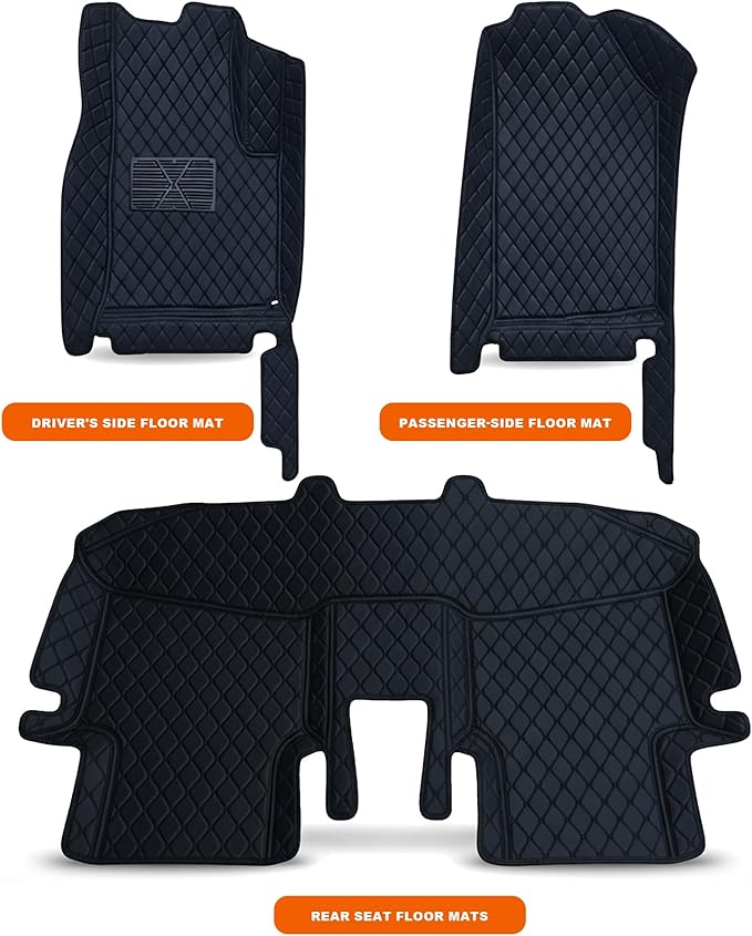 All-Weather car Floor MATS-Suitable for 99% of car Models,Leather car mat, offering Personalized Embroidery and Multiple Color Options,Provide Protection for car Rug (Gray Beige)