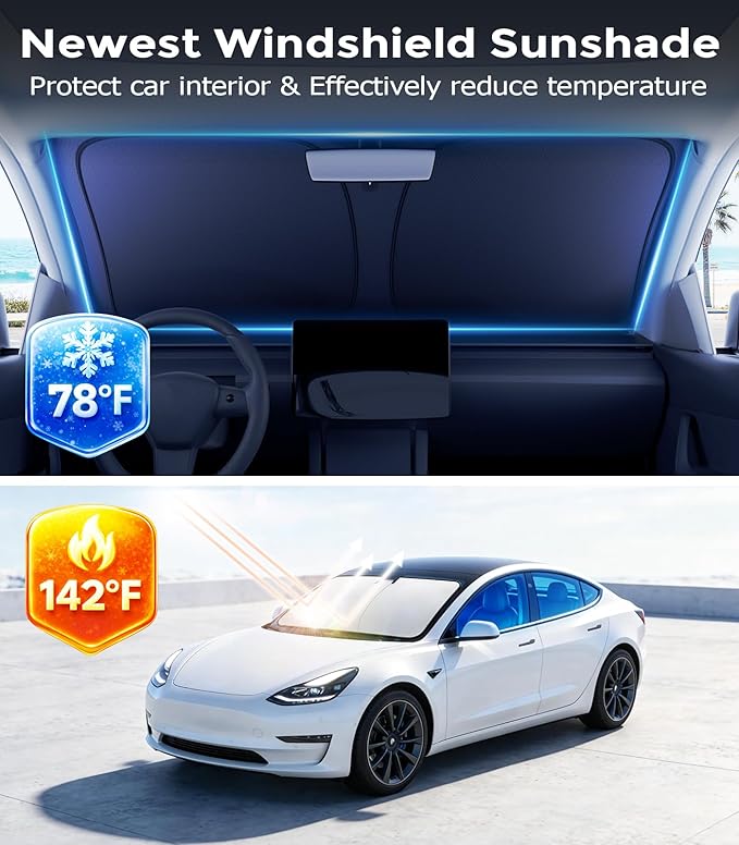 DMJN Windshield Sun Shade for Honda Accord (2023-2026), Car Sunshade for Front Windshield [100% Efficient Block UV & Scorching Sun] UPF50+ Heat Block - Protect Interior & Keep Cooler