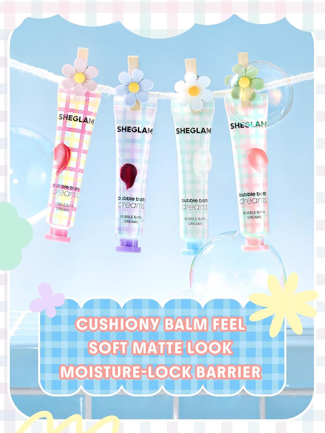SHEGLAM Bubble Kiss Lip Balm Semi-Matte Nourishing & Hydrating Moisturizing Lip Balm - Peaches