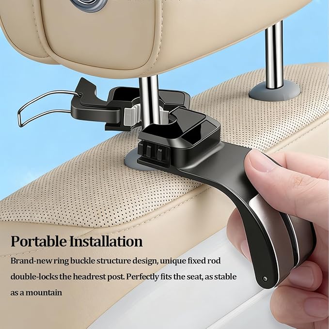 SWPHRT Car Seat Headrest Hook, Multifunctional Vehicle Backseat Storage Hanger for Purse Handbag Hat, Automotive Seat Back Bag Groceries Holder Hook, Universal for Truck SUV Sedan (White)