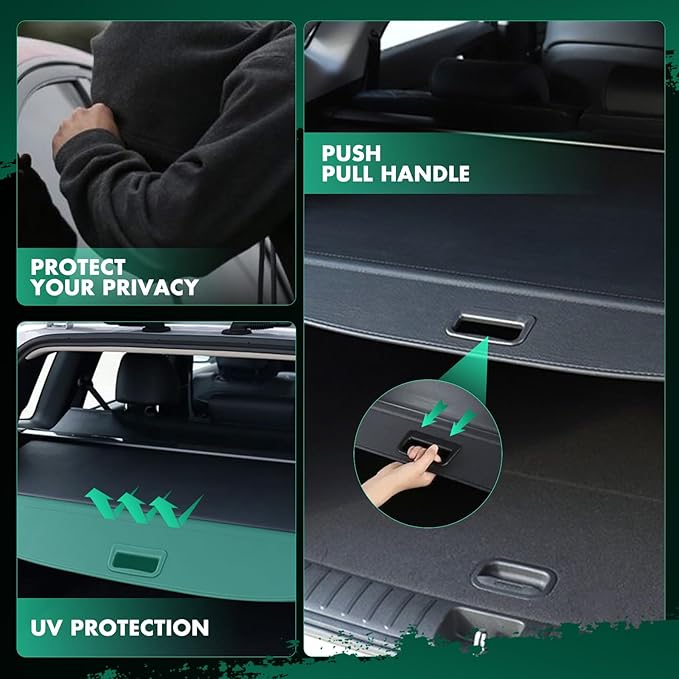 SCITOO Cargo Cover 2022-2024 Fit for Kia EV6 Upgraded Retractable Rear Trunk Cover with Aluminum PVC&Plastic
