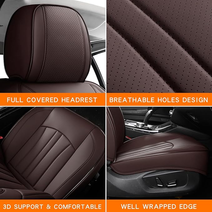 Car Seat Covers,Car Seat Protector Waterproof,Seat Covers Front Set, Car Seat Protectors,Automotive Seat Covers Fit for Most Cars Brown