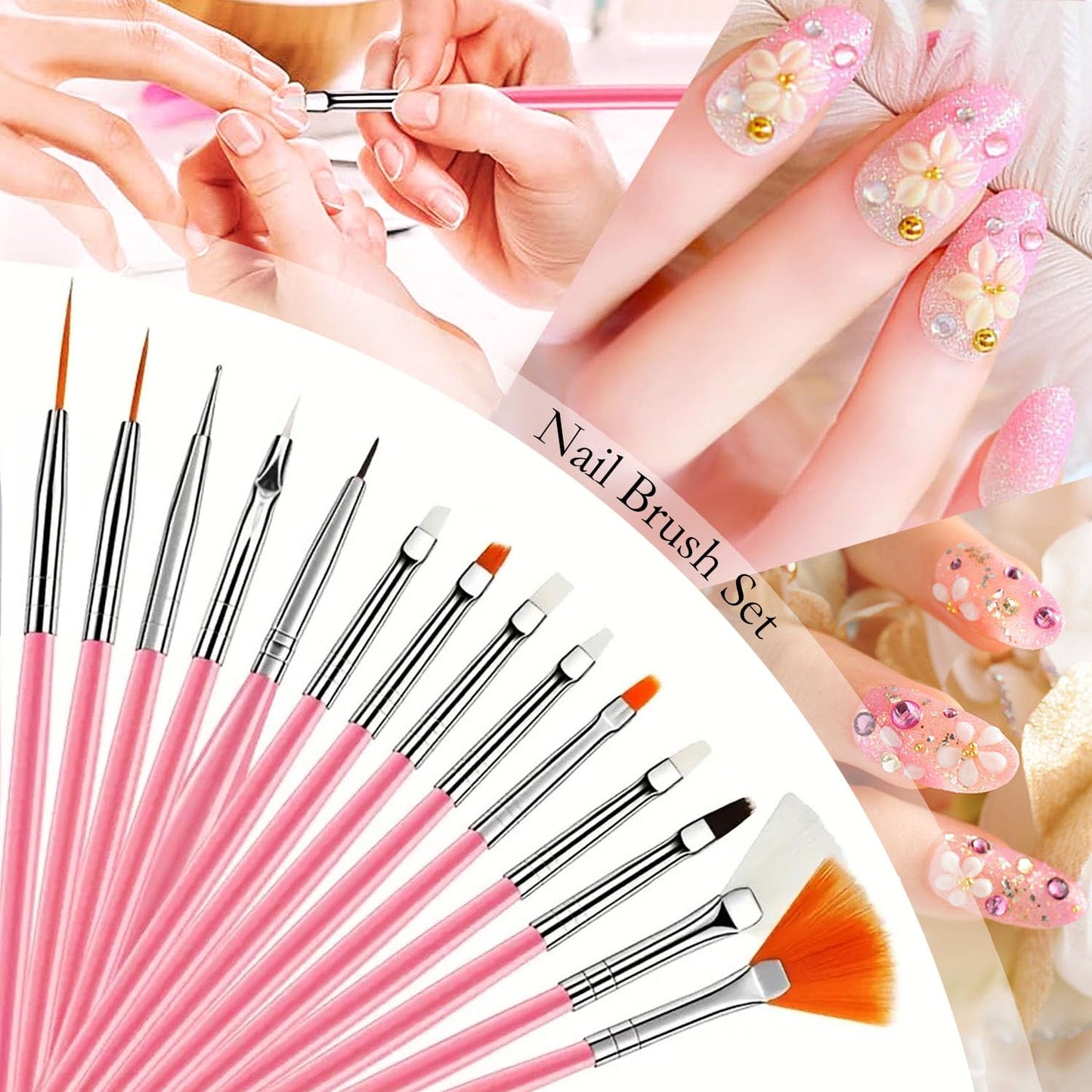 Nail Art Tools,Nail Art Brush,2 sets Nail Stand,5 PCS Dual Tipped Nail Dotting Tool and Sculpture Pen, Acrylic Silicone Nail Pen, Nail Design Tools