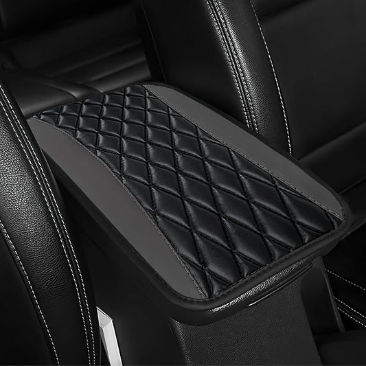 Car Center Console Cushion Pad, 12.72"×7.52" Leather Waterproof Auto Armrest Seat Box Protector, Car Center Console Cover, Universal Interior Decor Car Accessories for SUV Truck (Gray)