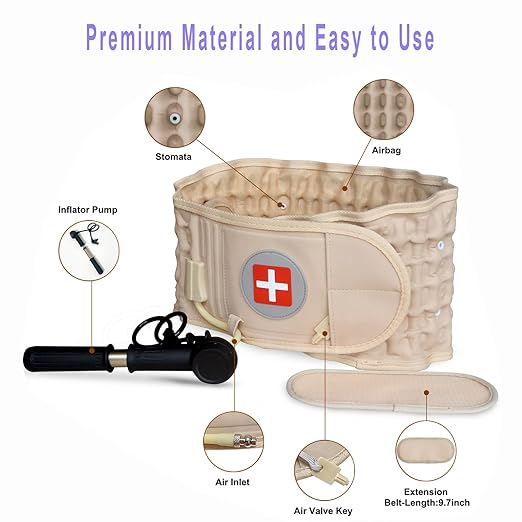 Decompression Back Belt,Spinal Air Traction Belt for Lower Back Pain Relief, Back Support & Lumbar Traction,One Size for 29 inches to 49 inches Waists