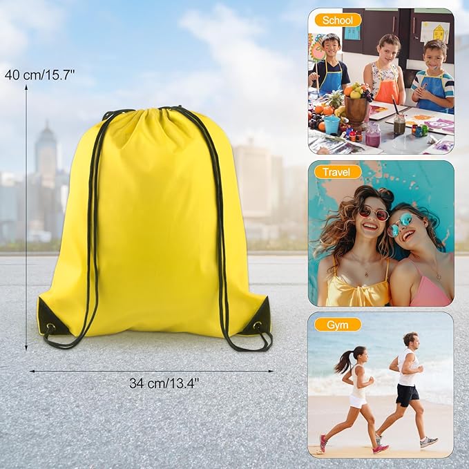 KUUQA 25Pcs Yellow Drawstring Bags - String Backpacks for Gym, Sport, Traveling
