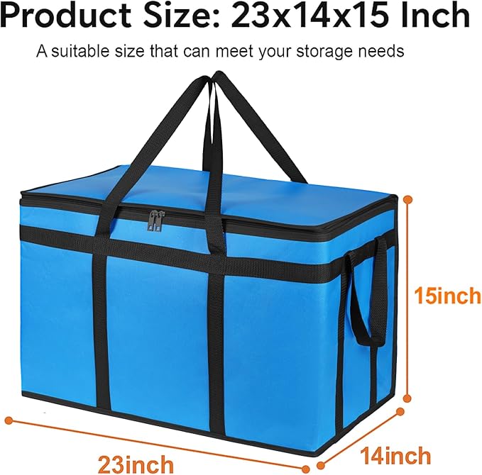 Bodaon Large 2-Pack Insulated Food Delivery Bag With Hard Bottom, XXXL Grocery Shopping/Catering bag, Bags, Rideshare Delivery Bag, Cold/Hot Styrofoam Carrier for Travel/Car