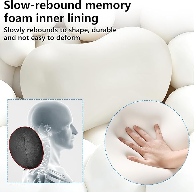 Car Neck Pillow Ergonomic Design Memory Foam Softness Car Headrest Pillow for Neck Support Cushion for Driving, Universal Fit Head Rest Travel Pillow, Fits All Vehicles, Black, 1 Pack