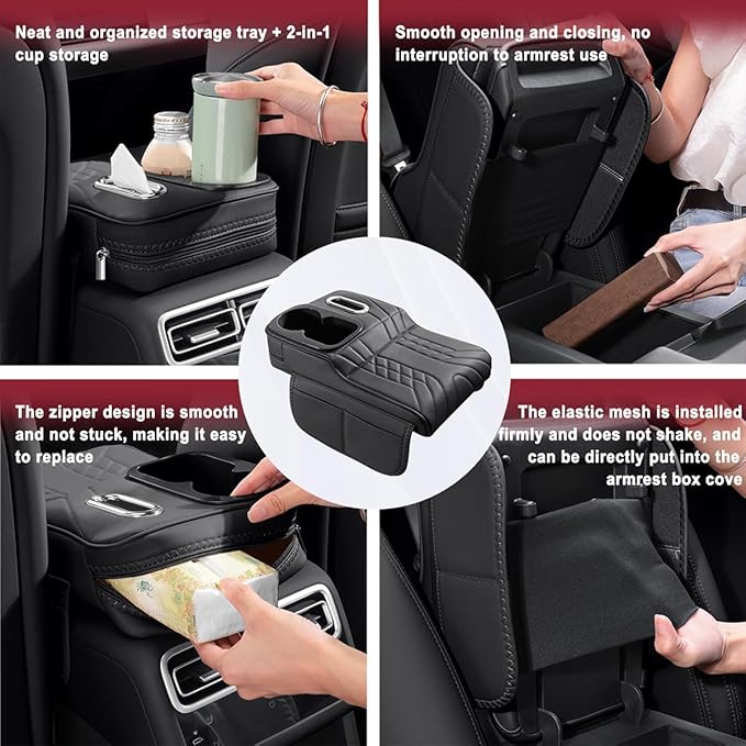 Car Armrest Cover for BMW M440i 2020 2021 2022 2023 2024 2025 2026, Center Console Cover Mat Armrest Seat Box Cover Cushion Console Pad Interior Accessories,B