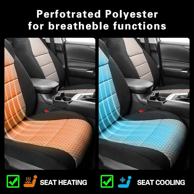coverdream 2026 Rav4 Seat Covers Custom Fit for 2026 Toyota Rav4 Hybrid (Woodland/Limited) SUV,Full Set Polyester Car Seat Protector Black & Beige