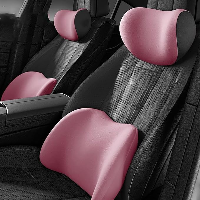 Car Lumbar Support Pillow and Car Neck Pillow for Toyota Corolla Cross 2022-2026, Ergonomic Memory Foam Car Seat Headrest & Lumbar Cushion with Adjustable Strap Neck and Back Pain Relief Cushion
