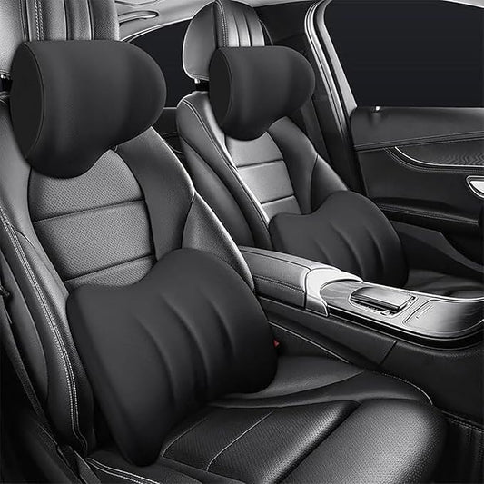 Car Headrest & Lumbar Support Cushion For Toyota Corolla Cross 2022 2023 2024, Ergonomic Car Seat Headrest Memory Foam Neck and Back Pillow Kit Breathable Removable for Driving Fatigue Relief