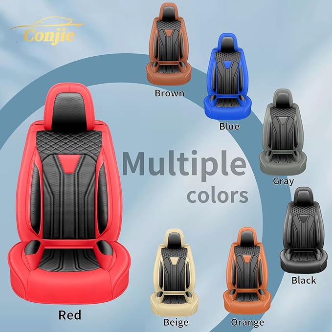 Fit Sentra Car Seat Covers Compatible with Nissan Sentra 2001-2025 2026 - Premium Leather， Waterproof Breathable， All-Weather Seat Cushion Protecto&Airbag Compatible (2 Front Seat Red&Black)