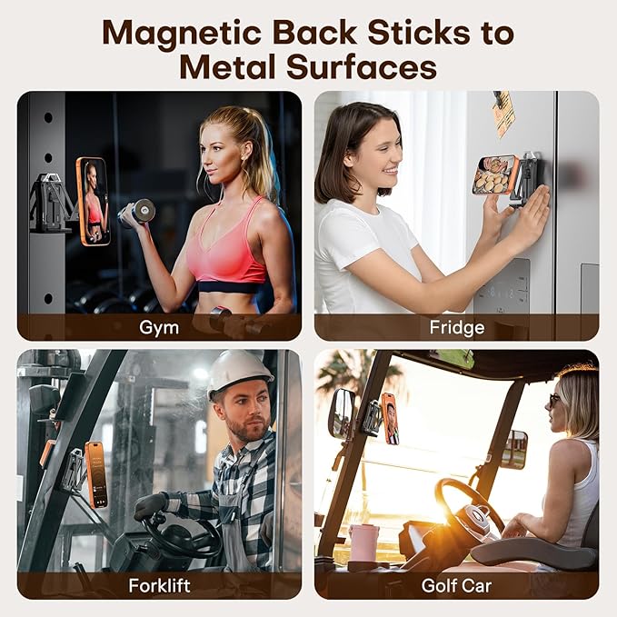 OMOTON TP02 360°Rotating for MagSafe Tripod, Adjustable Aluminum Magnetic Phone Tripod for iPhone 17/16/15/14 Pro Max Air, Foldable Cell Selfie Stick Fits Vlog, Gym, Travel Essentials, Black& Black