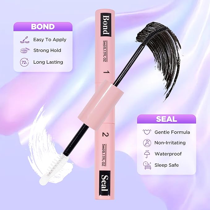 Lash Extension Kit DIY Lash Clusters Kit Eyelash Extensions Individual Lashes Extensions with (Lash Bond,Seal,Tweezers,Remover,280,60D80D,10-18)