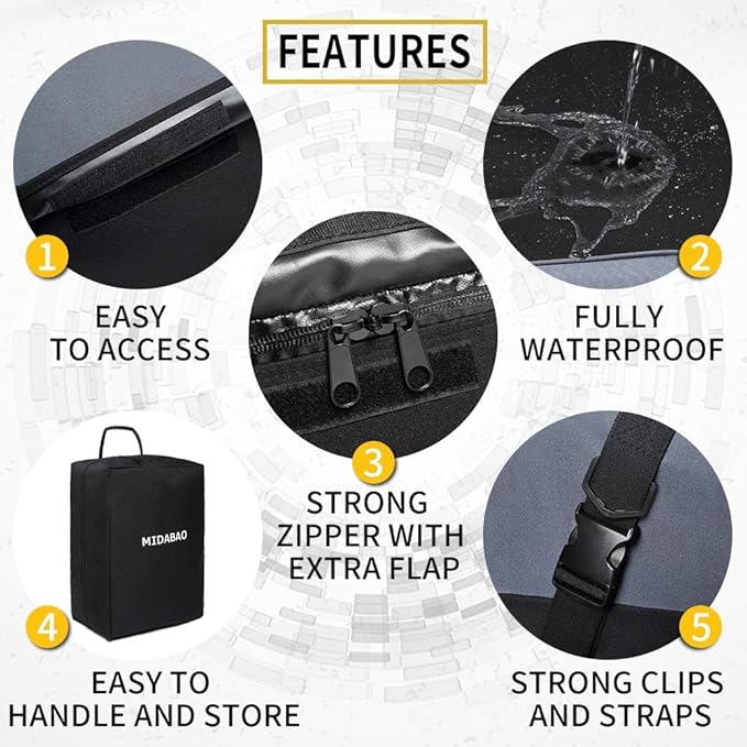 MIDABAO 20 Cubic Waterproof Duty Car Roof Top Carrier-Car Cargo Roof Top Bag, Waterproof & Coated Zippers includes Anti Slip Mat with or without Racks (20 Cubic Feet)