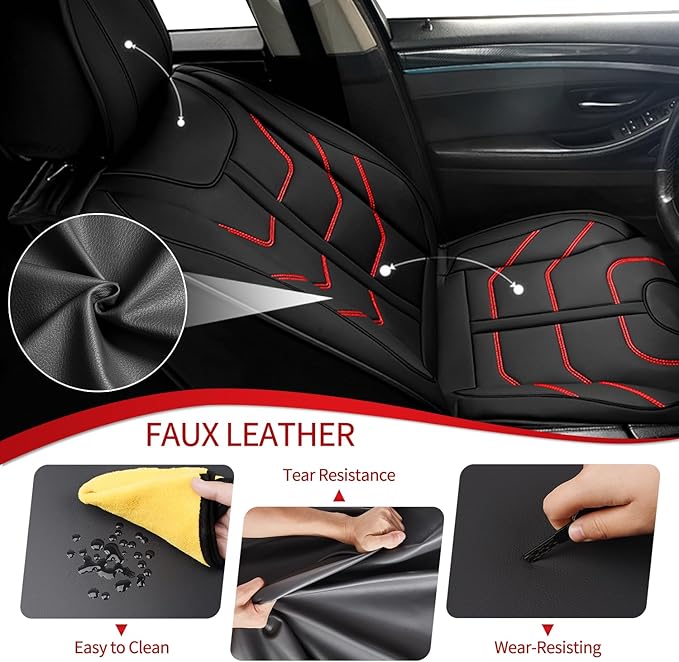 TTX LIGHTING Car Seat Covers fit for Mazda 3 2007-2019 Full Set: Premium Leather Automotive Seat Cover with Airbag Compatible Waterproof (5 Seats, Redline)