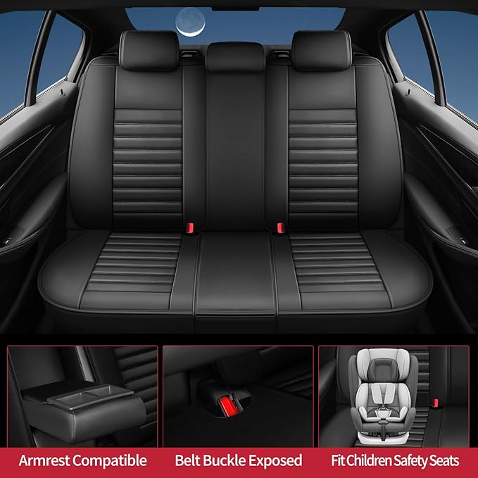 Fit 4Runner Car Seat Covers (5 Seats) for Select Toyota 4Runner 2003-2024 2025 2026 - Full Coverage Leather,Airbag Compatible, Waterproof & All Weather Seat Cushion Protector,Full Set,Black