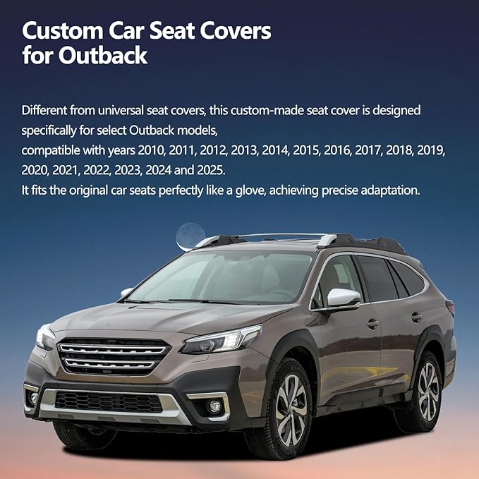 Fit Outback Car Seat Covers for Subaru Outback 2010-2024 2025 2026 - Upgraded Premium Waterproof & Breathable Leather, Airbag Compatible, All-Weather Seat Cushion Protector (2 Front/Black)