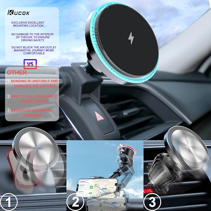 for Camry Magsafe Charger Mount,Fit for Toyota Camry 2021-2024,Fit for MagSafe iPhone 15/14/13/12/Mini Series,Dashboard Camry Accessories