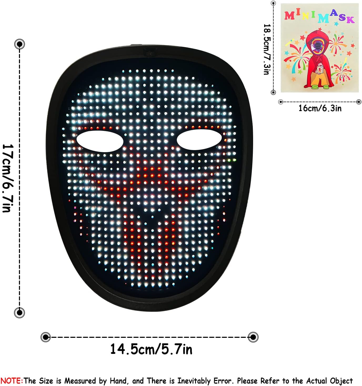 Led Mask with Gesture Sensing,Light up mask for Kids/Men/Women LED Halloween Mask for Costume Cosplay Party