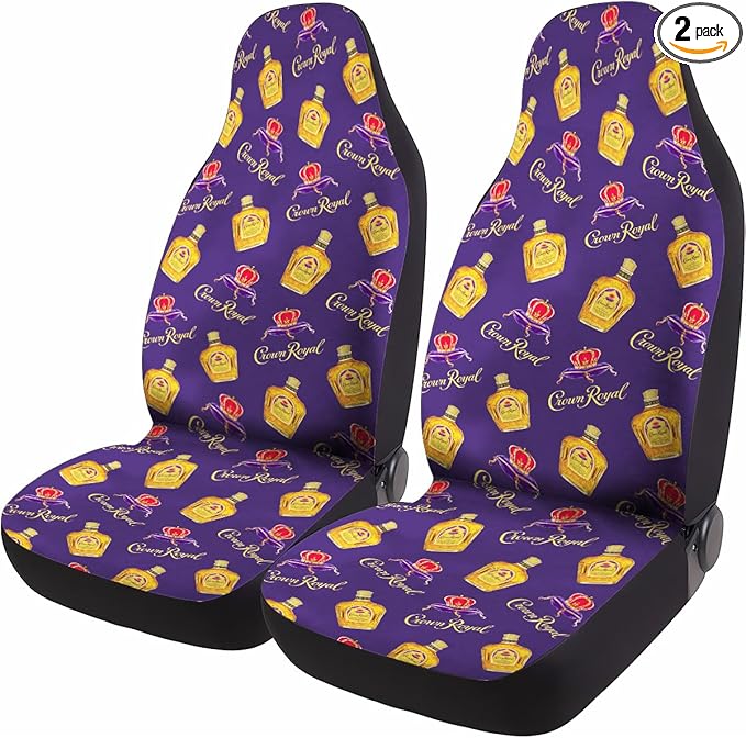 GENANY Royal Whisky Car Seat Covers Set of 2, Breathable Front Seat Covers for Truck Sedan SUV, Purple Car Accessories, Wine Themed Gift for Women Men