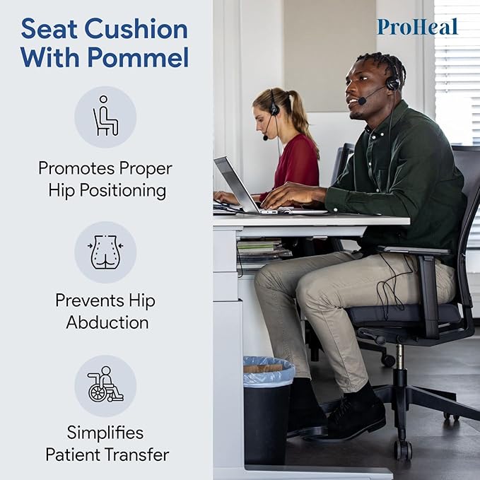 Gel Wedge Seat Cushion with Pommel, Bariatric 22" x 18" x 4" - 2" - Better Posture and Hip Positioning - High Density Foam and Pressure Redistribution Gel and Back, Tailbone, and Coccyx Support
