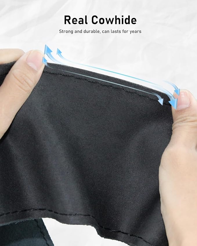 BELINOUS Suede Leather Steering Wheel Cover, DIY Stitch-On Steering Wheel Wrap with Needle & Thread, Non-Slip & Sweat-Absorbing, Universal Fit for 13.75-16 Inch (Size S4, Black)