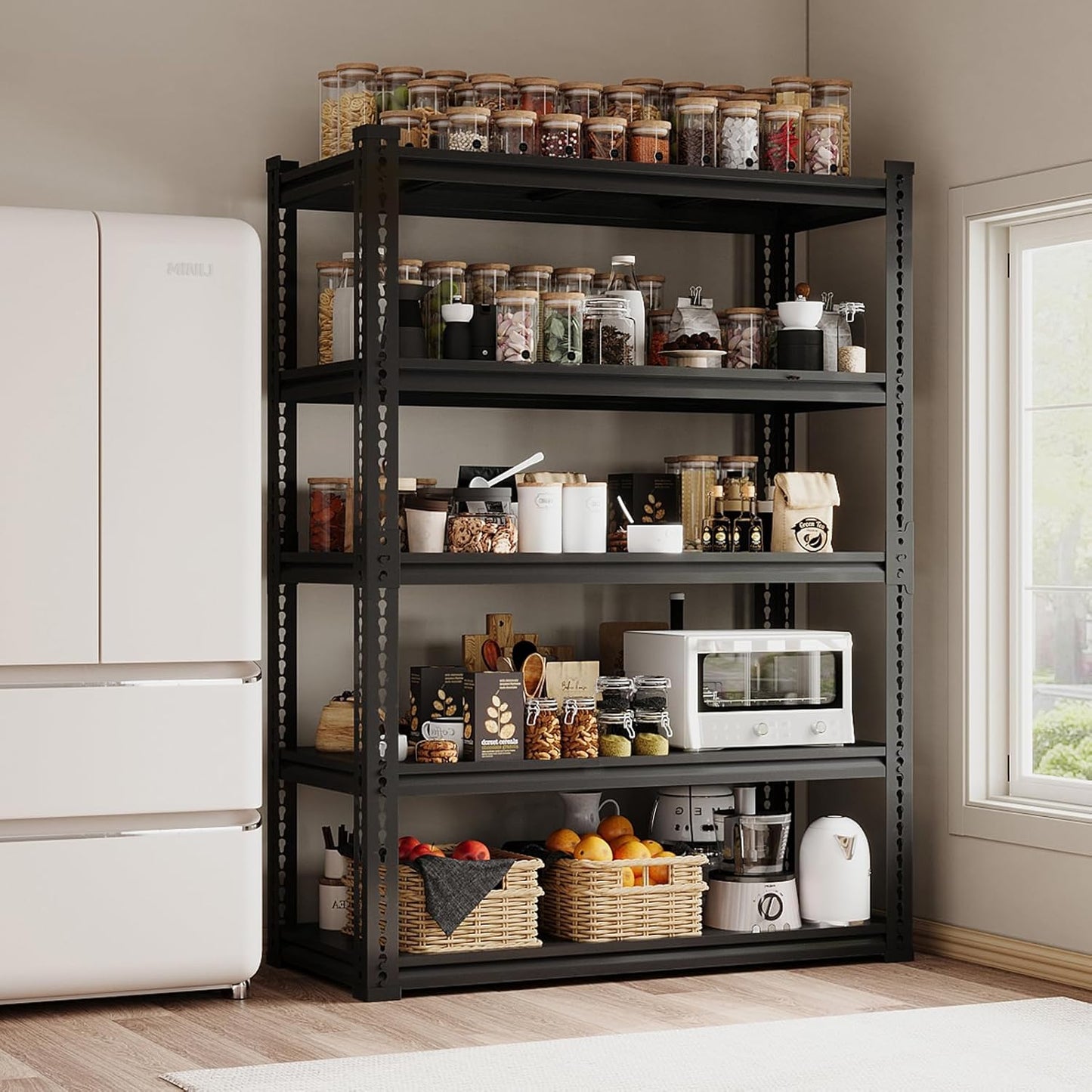 Garage Shelving, 48" Wide 5-Tier 3000lbs, Boltless Assembly, Adjustable Large Garage Storage Shelves, 48" W x 24" D x 72" H Heavy Duty Storage Rack