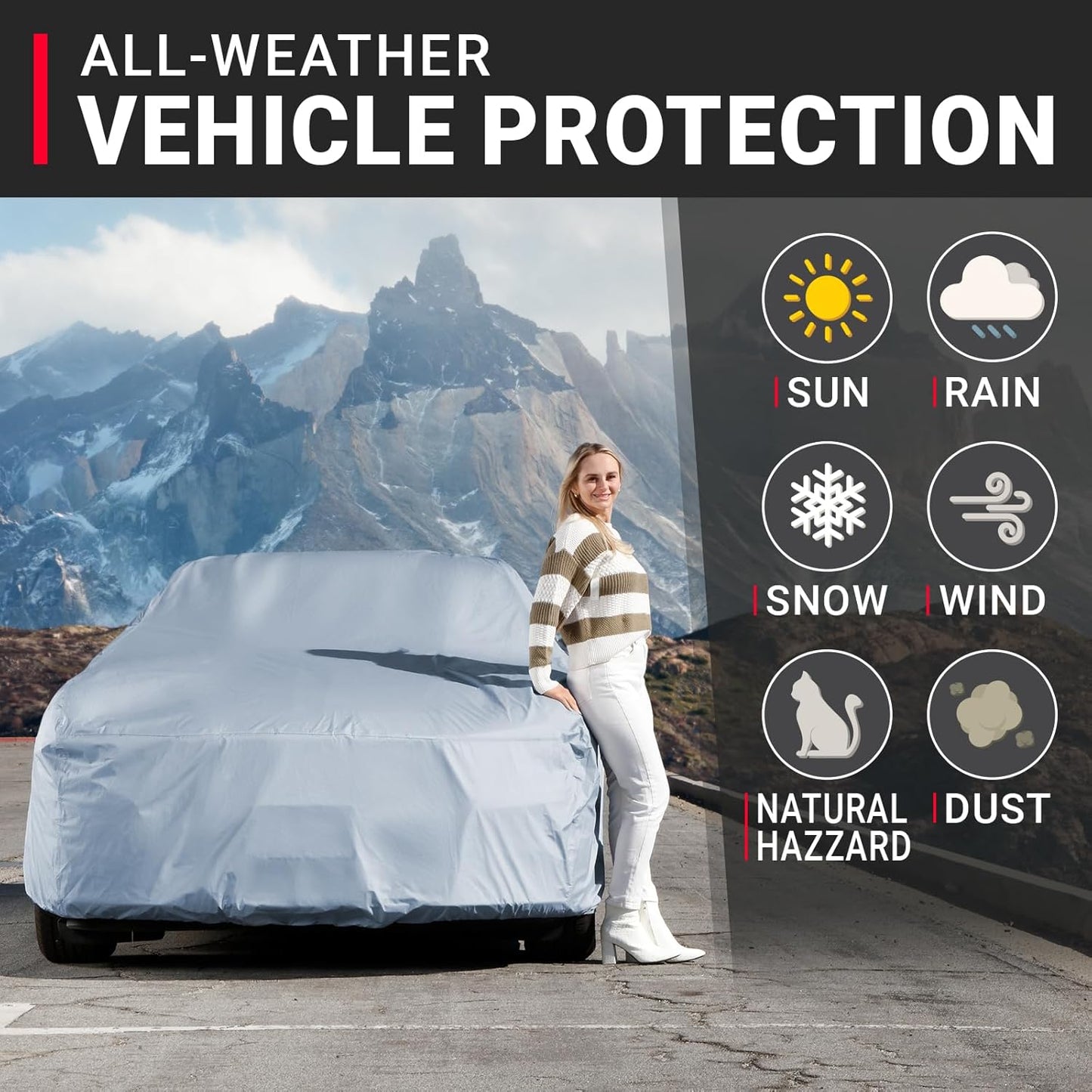 iCarCover Premium Car Cover for 1977-1985 Chevy Impala Wagon Heavy Duty Waterproof All-Weather Automobiles Custom Fit Indoor Outdoor UV Snow Protection Covers with Straps and Bag