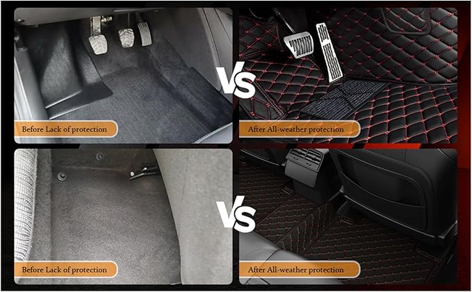 Yaruicar Custom Personalized Floor Mats for Cars Luxury Full Coverage All Car Floor Mats Anti-Slip Leather Car Mat Set Trucks & SUVs Trucks Automotive Floor Mats Liners (Blue Black Beige)