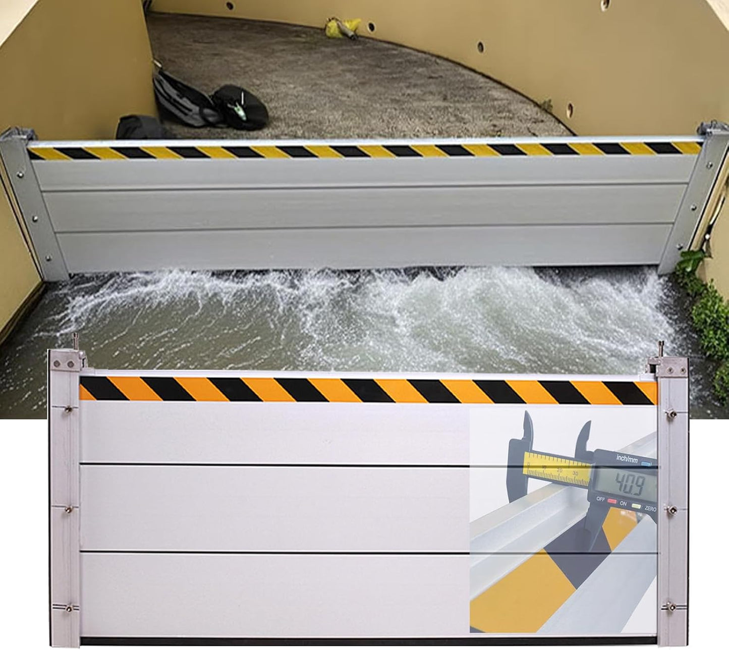 Reusable Heavy Duty Aluminum Flood Barriers for Home Exterior, Flood Protection Barriers Water Barrier Door Quick Detachable Garage Doors Detachable Mobile Rain Water Baffle ( H 39.4 inch L 20.5FT)