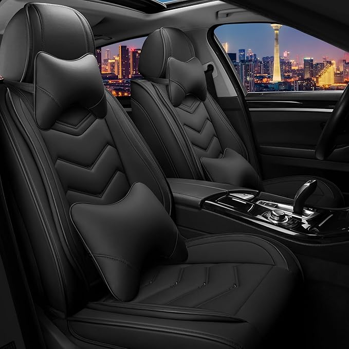 CTDS Car Seat Covers for Chevy Malibu 2000-2026, Stylish Sport Seat Cover, Premium Nappa Leather Car Seat Cover. Automobile Seat Covers Sets.(Luxury 2 Seats/Pure Black)