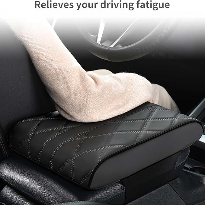Car Armrest Cushion for Jaguar F-Pace 2015-2019 2020 2021 2022 2023 2024 2025, Car Center Console Cover Armrest Pad Soft Leather Car Interior Accessories,Coffee