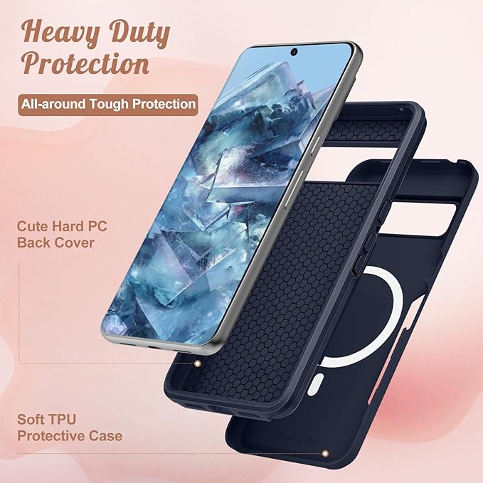 for Google Pixel 8 Pro Case - Compatible with MagSafe Women Girls Cute Magnetic Protective Cover Kawaii Girly Blue Butterfly Heavy Duty Shockproof Design for Google Pixel 8 Pro Phone Cases