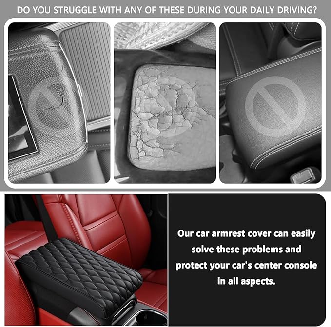 Auto Armrest Cushion Pads for Volvo XC60(2008-2016) Accessories Car Centre Console Armrest Pad Durable Material and Easy to Clean-is Waterproof and Anti-Scratch