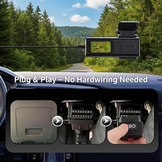 OBD2 Power Cable for Dash Camera, Type-C OBD Adapter with 24-Hour Parking Mode, Acc Mode, Low Voltage Protection, 11.48FT Cable for Dash Cams, GPS, DVR, and More, 12V-36V to 5V/3A