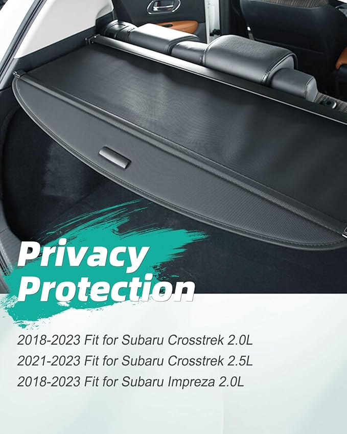 SCITOO Cargo Cover for 2018-2024 Fit for Subaru Crosstrek 2.0L 2021-2024 Fit for Subaru Crosstrek 2.5L Retractable Rear Trunk Cargo Shade Luggage Security Cover Shielding Waterproof