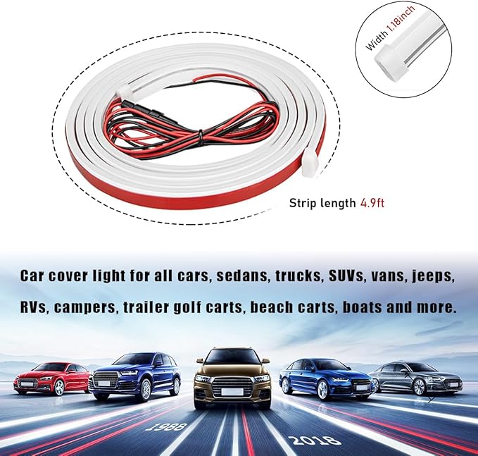Ohleats 59 Inch Car Hood Light Strip, Exterior Flexible Daytime LED Running Light, Waterproof Auto LED Strip Light with Dynamic Scan Start-up Effect, Car Accessories for SUV Truck (Blue)