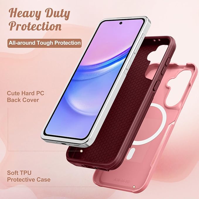 for Samsung Galaxy A36 5G Phone Case - Compatible with MagSafe Women Girls Cute Magnetic Protective Cover Fun Unique Girly Leopard Heavy Duty Shockproof Design for Samsung A36 5G Cases 6.7"